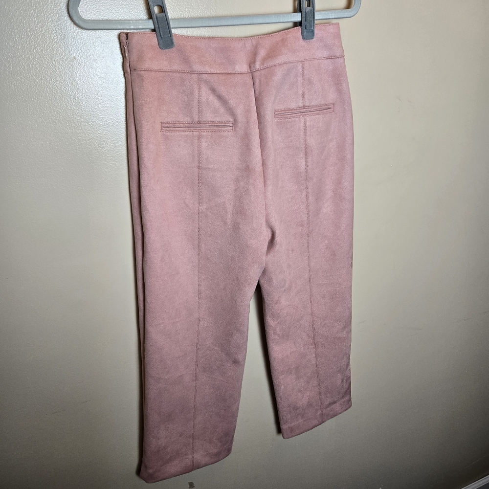 Ann Taylor Petite Blush Pink Faux Suede Size 2P NEW Cropped Straight Leg Pants - Picture 12 of 12